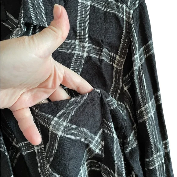 Rails Hunter Ash Cream Grey Plaid Flannel Button Shirt - Picture 5 of 7